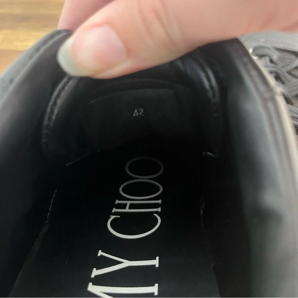 Jimmy Choo Hawaii Leather Black Low Top Sneaker 42
